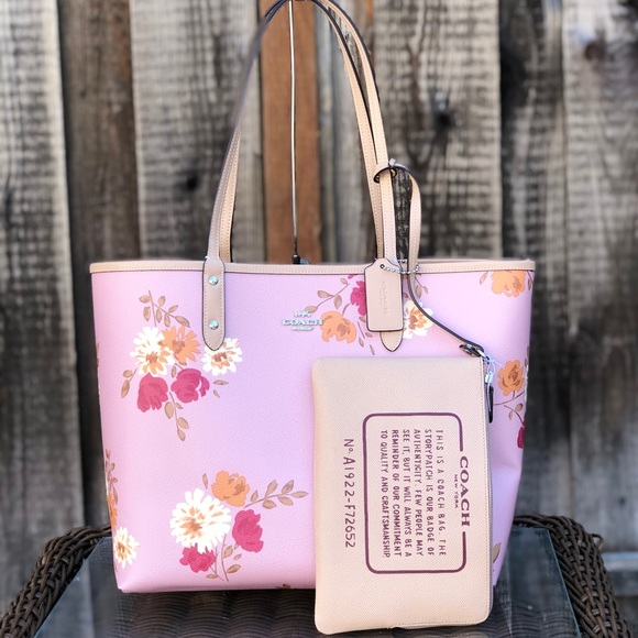 2pcs NWT Coach reversible floral Tote&wristlet - Picture 2 of 8